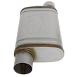 Load image into Gallery viewer, MACH Force-Xp 409 SS Muffler 3in ID Offset/Offset x 4in H x 9in W x 14in L - Oval Body - Side View