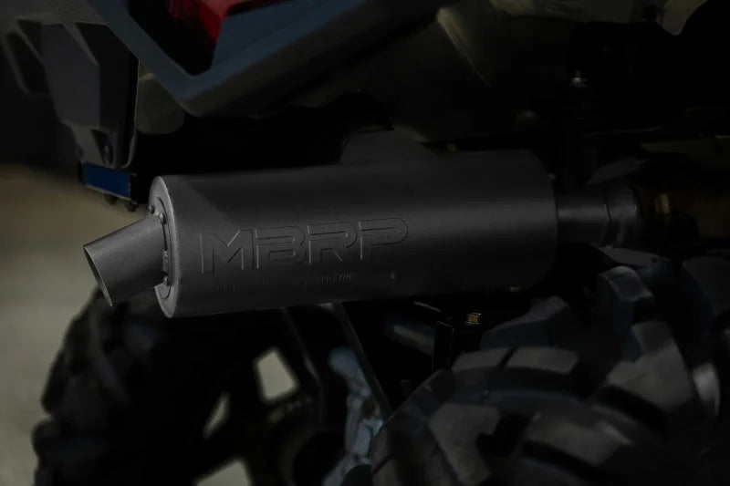 MBRP 01-05 Polaris Sportsman 400 / 06-07 Sportsman 450 Slip-On Combination Exhaust w/Sport Muffler - Side View