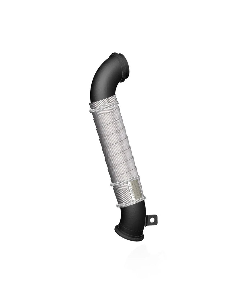 MBRP 04.5-2010 Chev/GMC 6.6L Duramax Black 3in Down Pipe - Side View