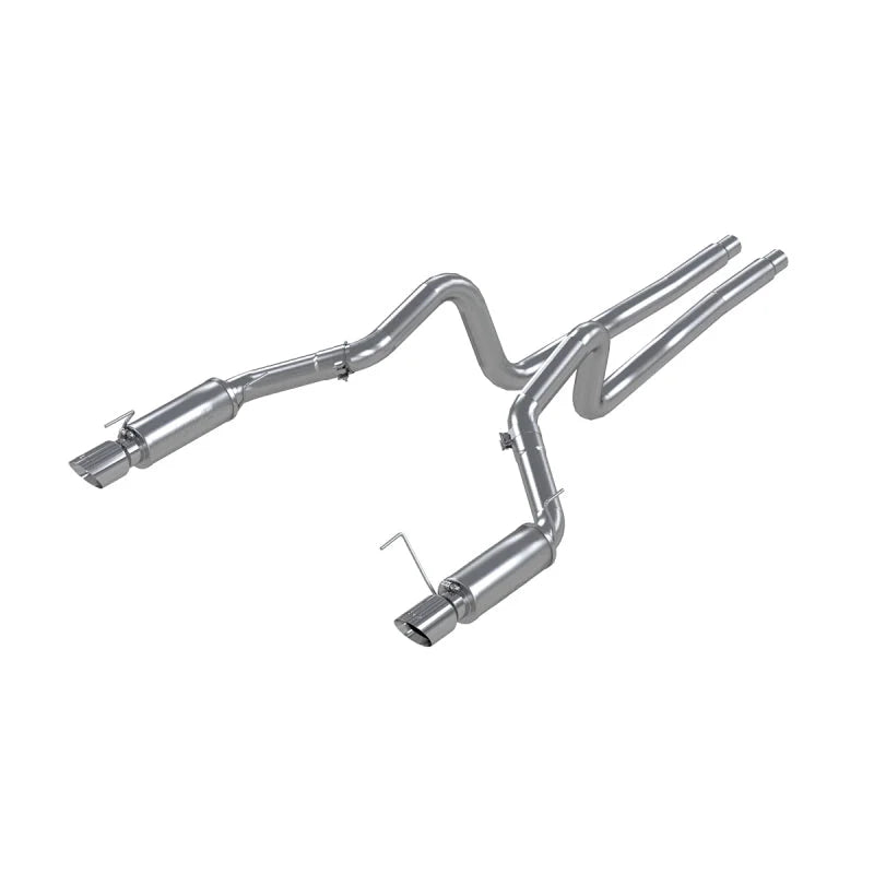 MBRP 05-09 Ford Mustang GT 4.6L Dual Split Rear Race Version AL/ 3in Cat Back Exhaust System - Side View