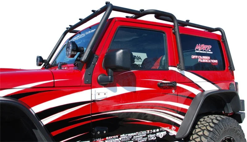 MBRP 07-10 Jeep Wrangler JK Front Roof Rack Extension (2 Door) Black Coated - Side View