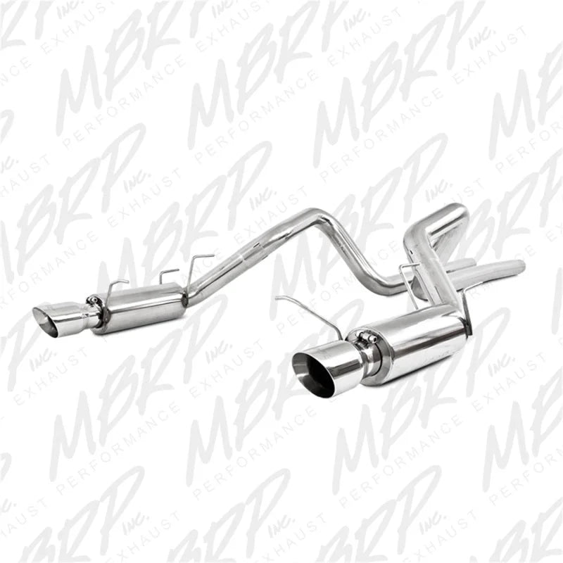MBRP 11-12 Ford Shelby GT 500 T304 3in Cat Back Dual Split Rear Race Version 4.5in Tips - Side View