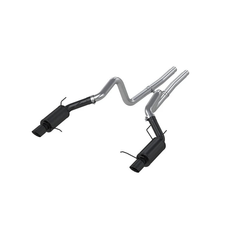 MBRP 11-14 Ford Mustang GT 5.0L 3in Cat Back Dual Split Rear Street Version 4in Tips - Black - Side View