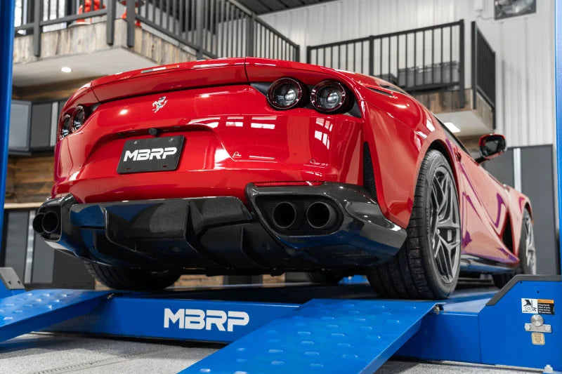 MBRP 12-21 Ferrari 812SF/812GTS/F12 6.3L/ 6.5L 3in Resonator Delete X-Pipe - T304 - Installation View