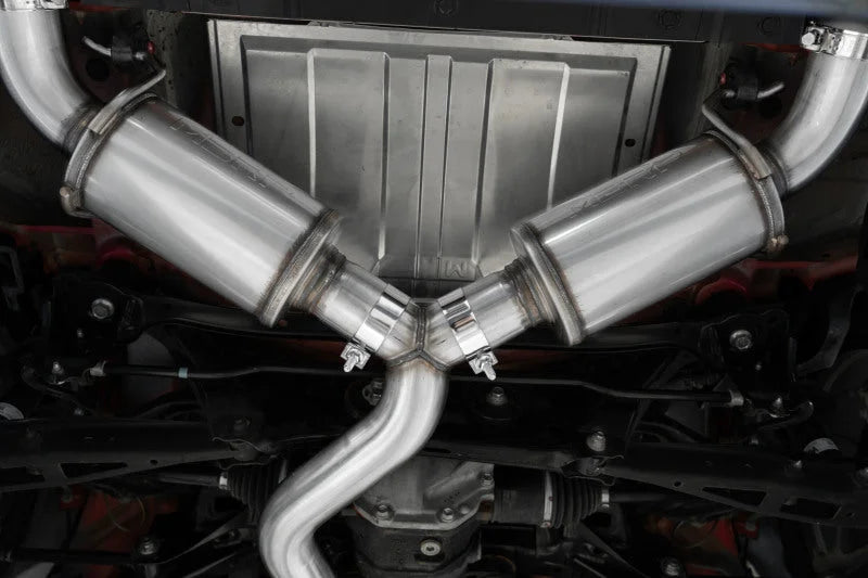 MBRP 13-16 Subaru BRZ 2.0L/ 2.4L 3in Dual Split Rear Cat Back w/CF Tips- T304 - Back View