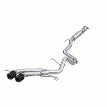 Load image into Gallery viewer, MBRP 13-18 Hyundai Veloster Turbo Dual Exit T409 2 1/2in Cat Back w/ Carbon Fiber Tips - Side View