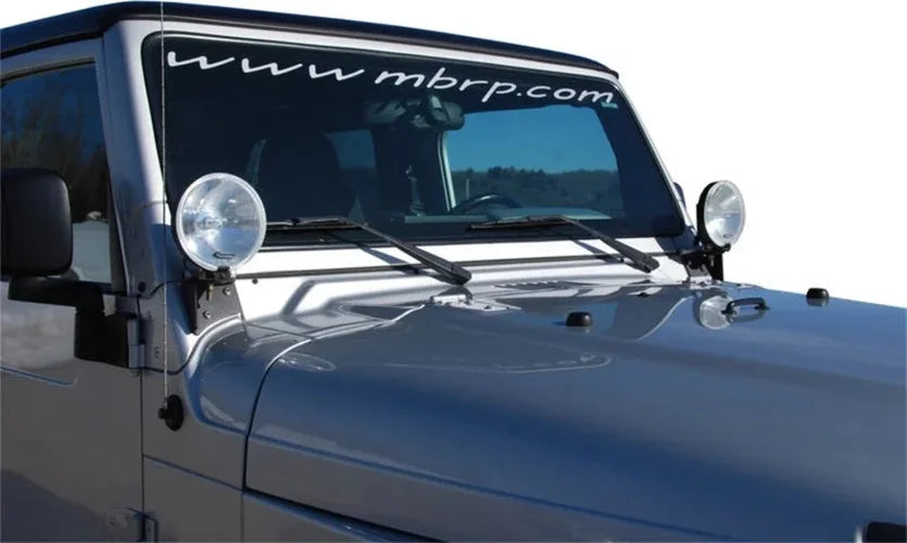 MBRP 97-06 Jeep Wrangler TJ Windshield Light Bracket - Installation View