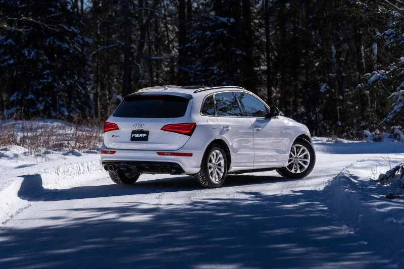 MBRP 14-17 Audi SQ5 3.0T Dual Rear Exit Axle Back w/ Quad Carbon Fiber Tips - T304 - Installation View