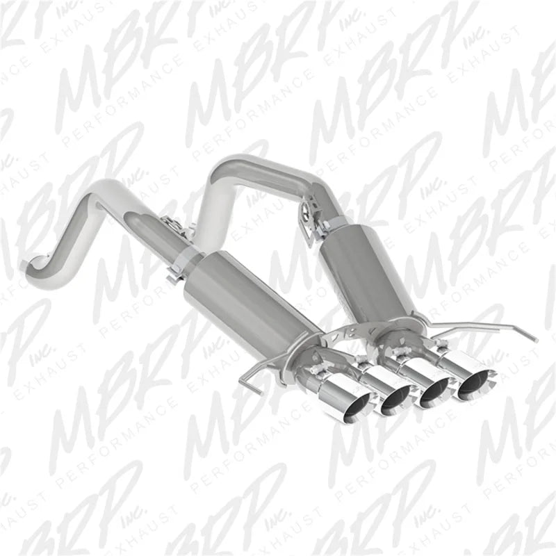 MBRP 14-19 Chevy Corvette V8 6.2L 3in T304 Dual Cat Back w/ 4in Quad Dual Wall Tips - Side View