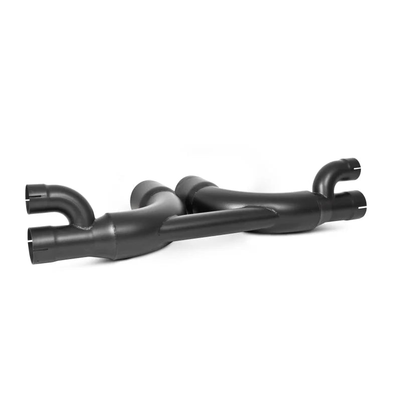 MBRP 14-19 Porsche GT3/GT3RS 3in Center Muffler Bypass 4in Tips - Black Coated - Back View