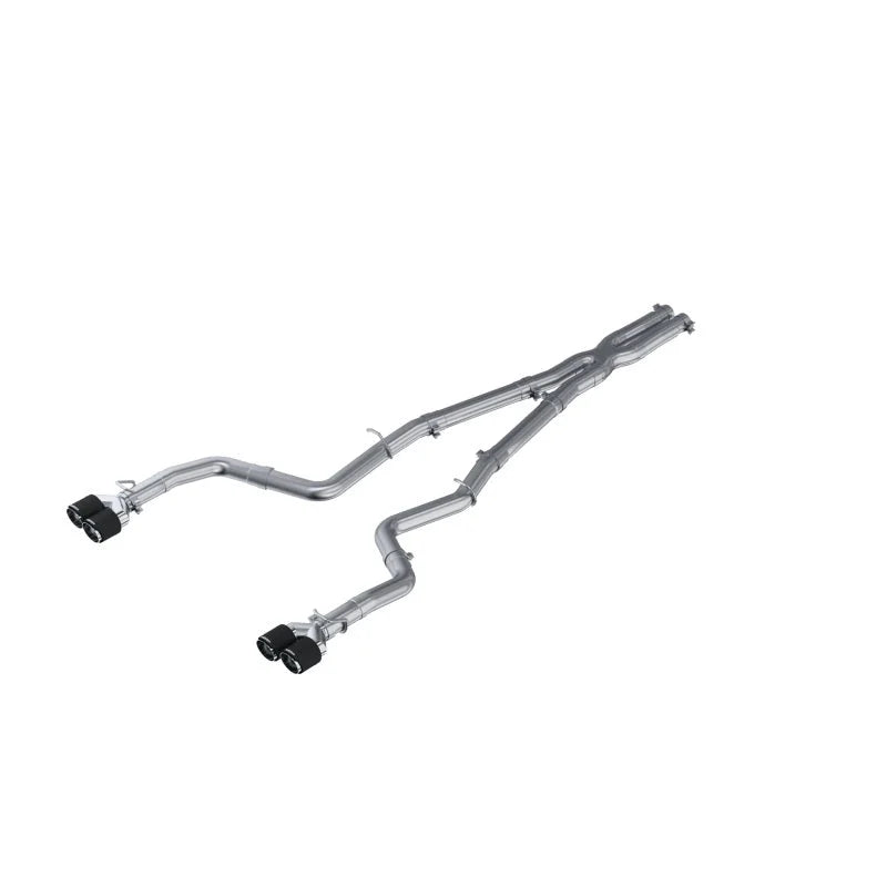 MBRP 15-16 Dodge Challenger 5.7L HEMI SS 3in Quad Split Rear Exit w/ Carbon Fiber Tips - T304 - Main Product View