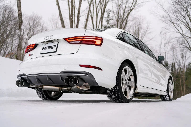 MBRP 15-18 Audi S3 304SS 3in Quad Split Rear Exit C/B System - Installation View