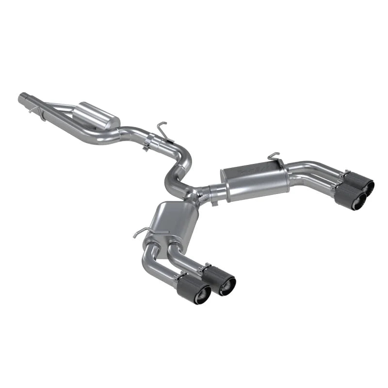 MBRP 15-18 Audi S3 SS 3in Quad Split Rear Exit w/ Carbon Fiber Tips - T304 - Main Product View