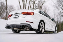 Load image into Gallery viewer, MBRP 15-18 Audi S3 SS 3in Quad Split Rear Exit w/ Carbon Fiber Tips - T304 - Installation View