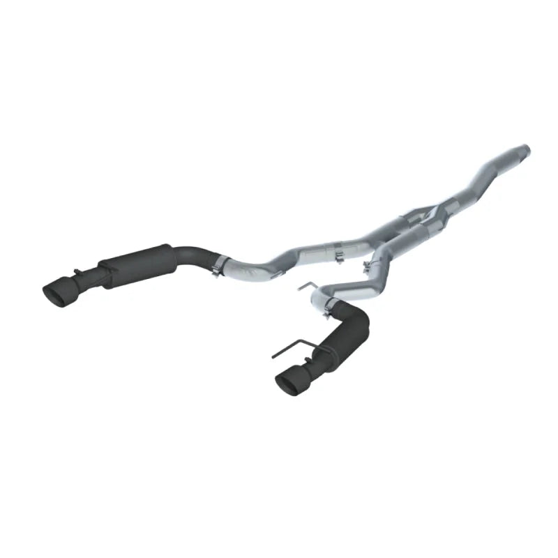 MBRP 15-19 Ford Mustang EcoBoost 2.3L Black 3in Cat Back Dual Split Rear Exit (Race Version) - Main Product View