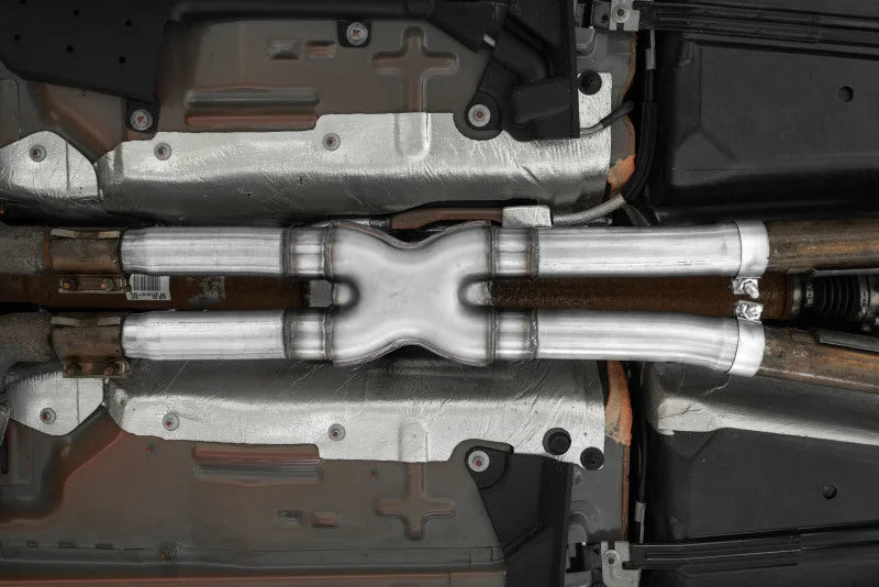 MBRP 15-19 Ford Mustang GT 2.5in Resonator Delete X-Pipe - T409 - Side View