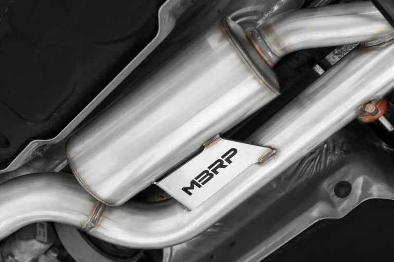 MBRP 15-19 VW Golf R 3 in Cat Back w/ 4 in OD Quad Carbon Fiber Tips - T304 - Back View