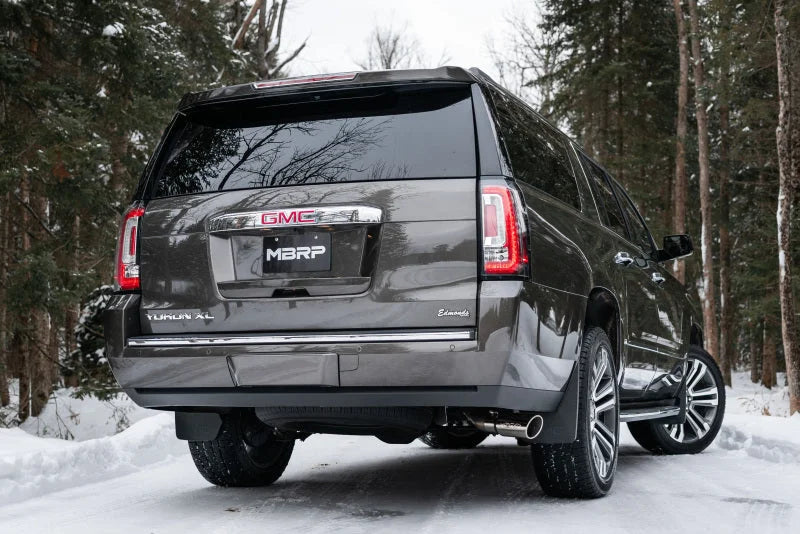 MBRP 15-20 GM Tahoe/Suburban/Yukon/Yukon XL/Escalade T304 Stainless Steel 3in. Cat Back -Single Side - Installation View