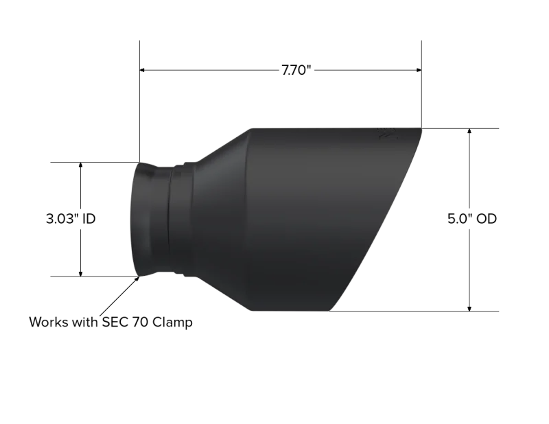 MBRP 15-23 Dodge Charger 5.7L/6.2L/6.4L T304 3in ID / 5in OD Out / 8in Length Angle Cut Black Tip - Side View