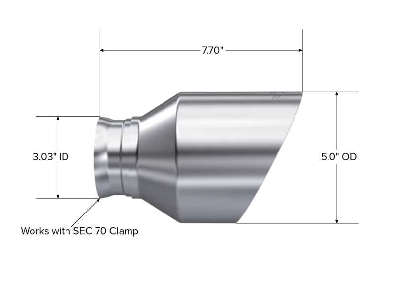 MBRP 15-23 Dodge Charger 5.7L/6.2L/6.4L T304 3in ID / 5in OD Out / 8in Length Angle Cut SS Tip - Side View