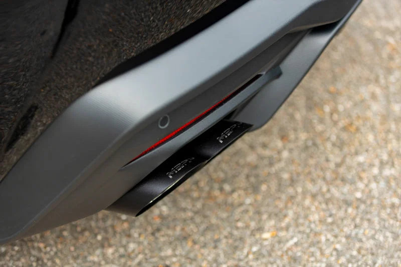 MBRP 15-24 Ford Mustang T304 SS 4in OD / 6.5in Length Quad Tip Cover Kit - Black Tip - Back View