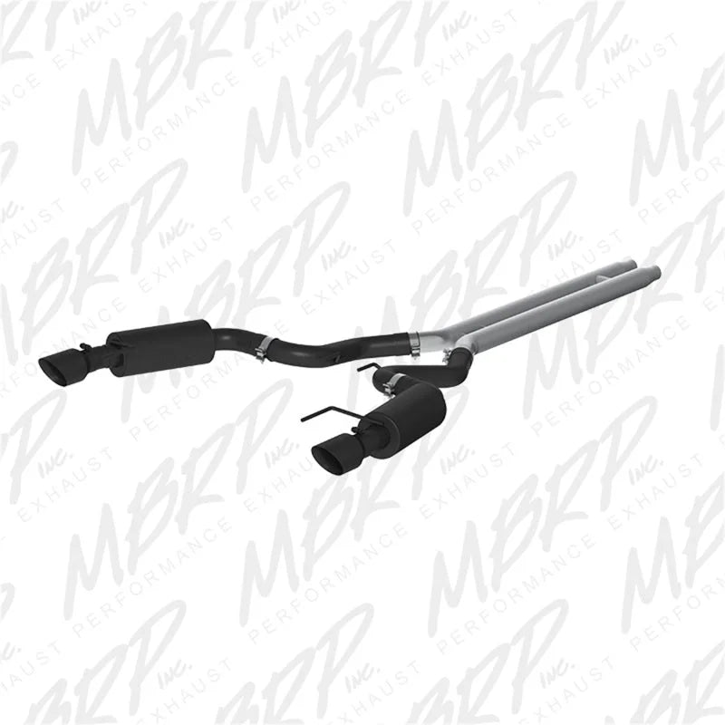 MBRP 15 Ford Mustang GT 5.0 Convertible Black 3in Cat Back Dual Split Rear Exit (Street Version) - Side View