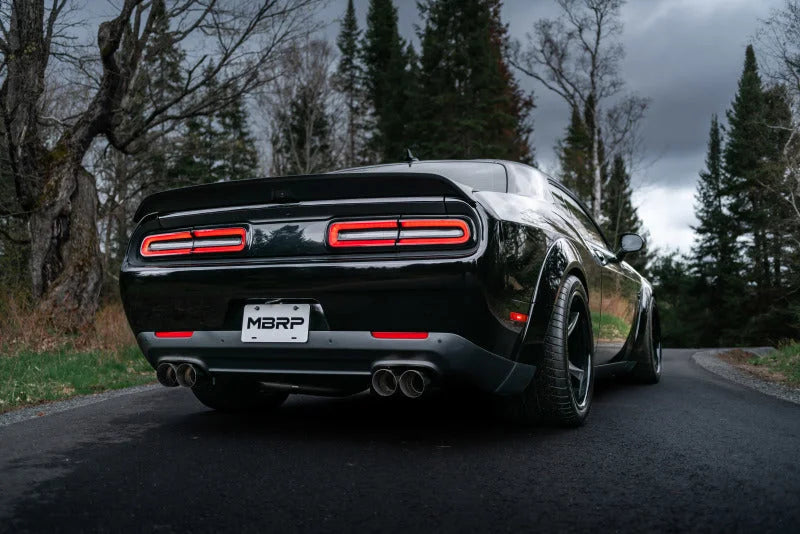 MBRP 15-Up Challenger 5.7L /  17-Up 6.2L/6.4L 3in Race Series Cat-Back w/ Quad Tips AS Exhaust - Installation View