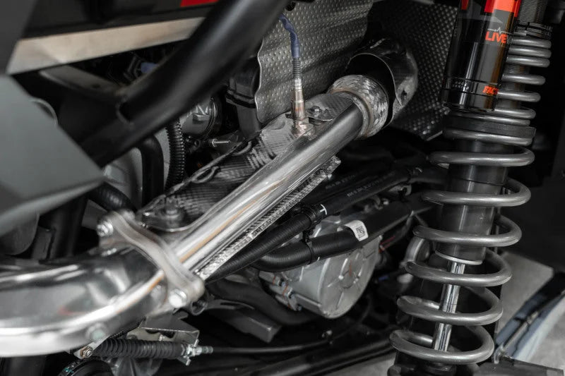 MBRP 16-21 Polaris RZR XP Turbo / 18-21 RZR XP S / 22 RZR R 2.5in Direct Bolt-On Front Pipe - Side View