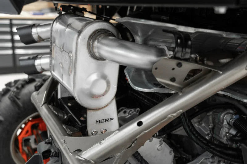 MBRP 17-18 Can-Am Maverick X3 Dual Out Active Exhaust - Side View