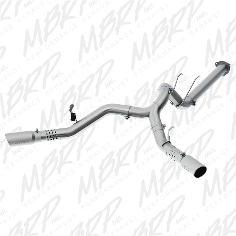 MBRP 17-19 Ford F-250/350/450 6.7L 4in Filter Back Cool Duals T409 Exhaust System - Side View