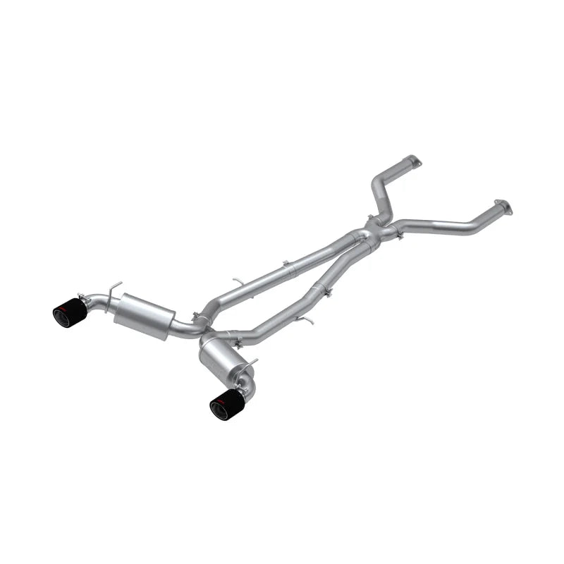 MBRP 17-19 Infiniti Q60 3.0L RWD/AWD Cat Back Dual Rear w/ Carbon Fiber Tips - Main Product View