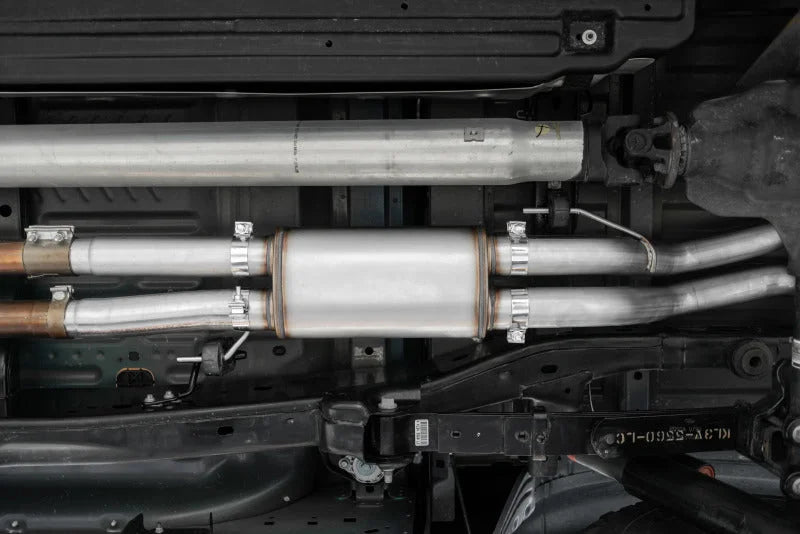 MBRP 17-20 Ford F-150 Raptor 3.5L Ecoboost Dual Rear Exit T409 3in Resonater Back Exhaust System - Back View