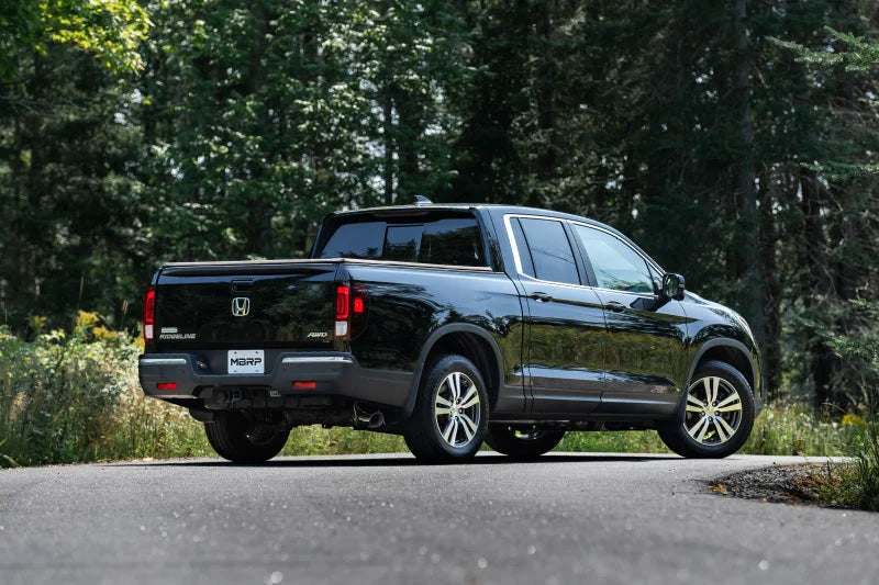 MBRP 17-20 Honda Ridgeline 3.6L T304 Stainless Steel 2.5in Cat-Back - Single Side - Installation View