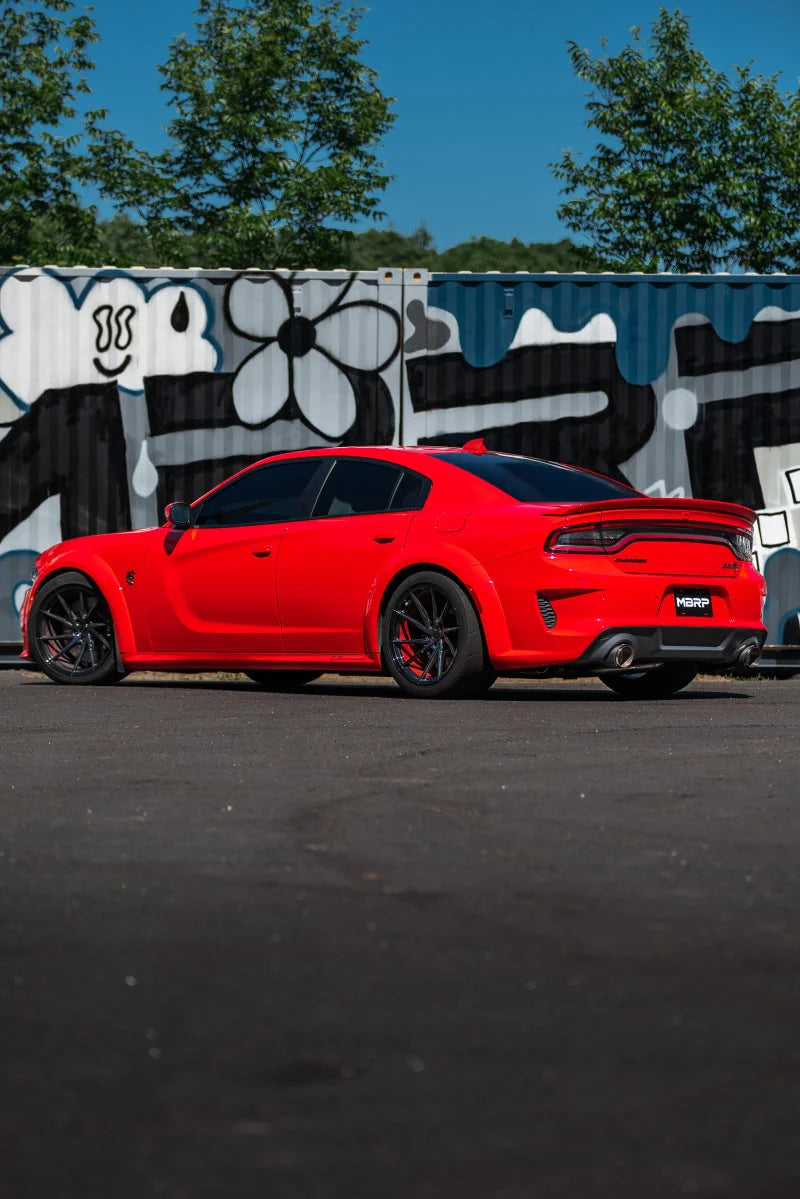 MBRP 17-21 Charger 5.7/6.1/6.4L 3in Dual Rear Exit SS Catback Exhaust w/ Carbon Fiber Tips - Installation View