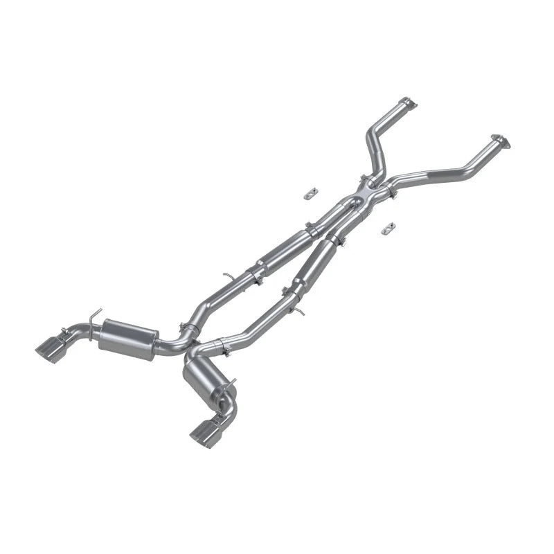 MBRP 17+ Infiniti Q60 3.0L RWD/AWD 3in Cat-Back Dual Split Rear Street Version w/4.5in OD Tips -T304 - Main Product View