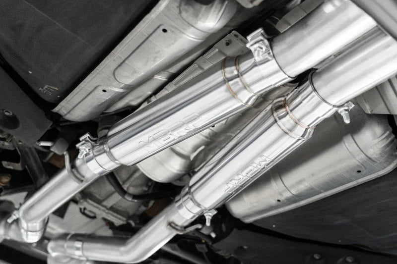 MBRP 17+ Infiniti Q60 3.0L RWD/AWD 3in Cat-Back Dual Split Rear Street Version w/4.5in OD Tips -T304 - Installation View