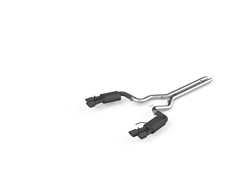 MBRP 18-19 Ford Mustang GT 5.0 3in Dual Split Rear Cat Back w/ Quad 4in Dual Wall Tips- Black Coated - Side View