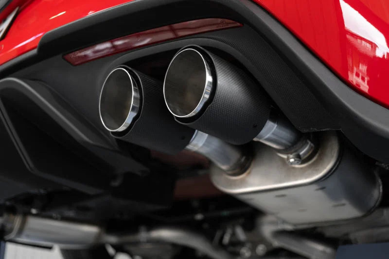 MBRP 18-20 Ford Mustang GT 5.0 w/ Quad Tip Active Exhaust Cat Back Split Rear T304 w/ Carb Fib Tips - Additional View 5