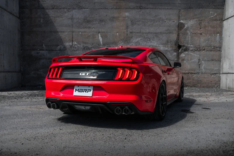 MBRP 18-20 Ford Mustang GT 5.0 w/ Quad Tip Active Exhaust Cat Back Split Rear T304 w/ Carb Fib Tips - Additional View 6