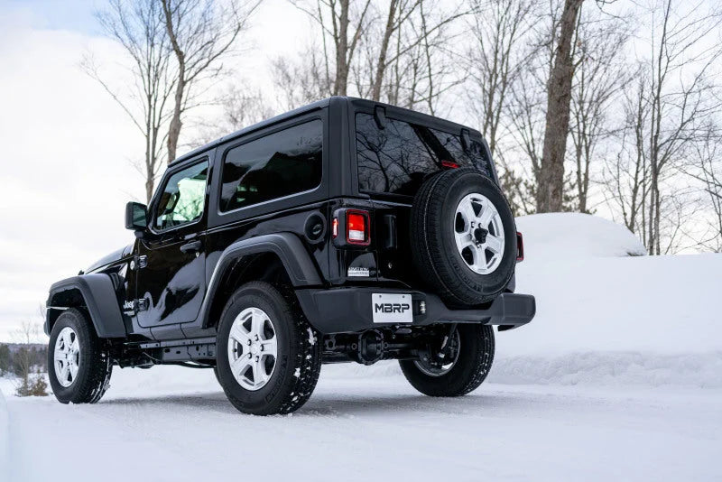 MBRP 18-20 Jeep Wrangler JL 2.5in Single Rear Exit Cat Back Exhaust - Aluminum - Installation View