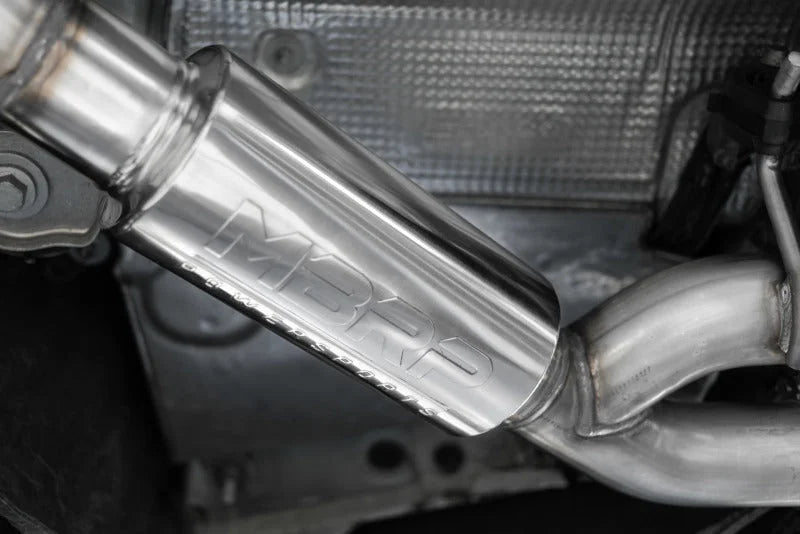 MBRP 18-21 Audi S5 Coupe/S4 Sedan T304 SS 2.5in Cat-Back Quad Rear Exit Exhaust - SS Tips - Back View