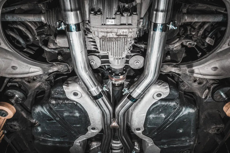 MBRP 18-23 Dodge Durango SRT 6.4L Armor Lite AL Steel 3in Cat Back Exhaust Dual Rear Exit w/ SS Tips - Side View