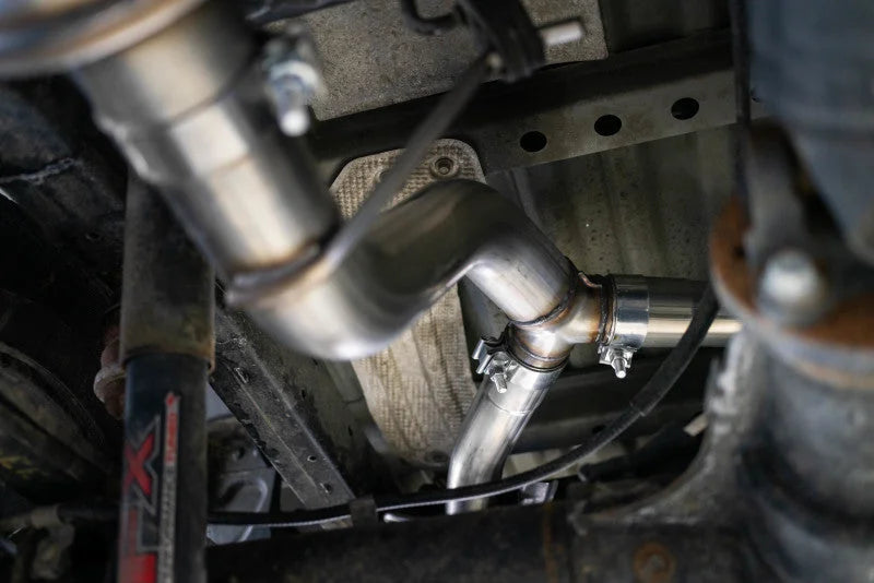MBRP 19-20 Ford Ranger 2.3L 3in Dual Split Rear Outlet 4in OD Tips Black Coated Cat Back Exhaust - Back View
