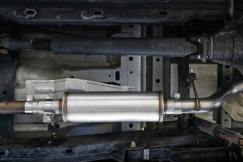 MBRP 19-20 Ford Ranger 2.3L T304 3in Dual Split Rear Outlet 4in OD Tips Cat Back Exhaust - Side View