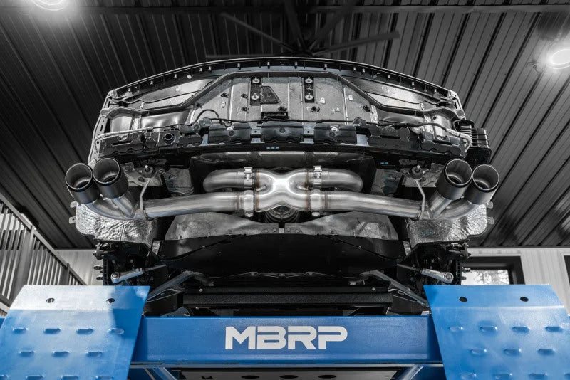 MBRP 20-23 Chevrolet Corvette C8 3in Cat Back Quad Split Rear Exit w/ Carbon Fiber Tips - T304 - Side View