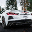 Load image into Gallery viewer, MBRP 20-23 Chevrolet Corvette C8 3in Cat Back Quad Split Rear Exit w/ Carbon Fiber Tips - T304 - Installation View