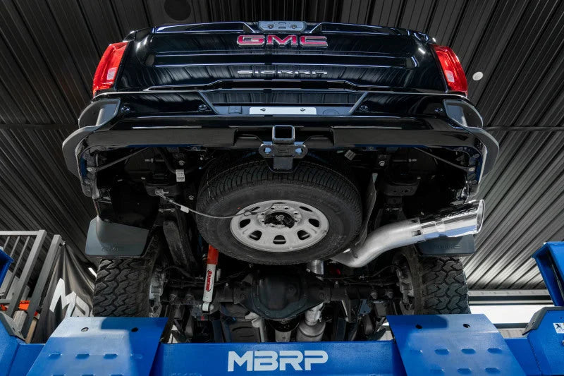 MBRP 20-23 Chevrolet Silverado 2500HD 6.6L Armor Lite AL Steel Single Side Exit 5in DPF Back Exhaust - Side View