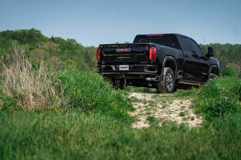 MBRP 20-23 Chevrolet Silverado 2500HD 6.6L Armor Lite AL Steel Single Side Exit 5in DPF Back Exhaust - Installation View