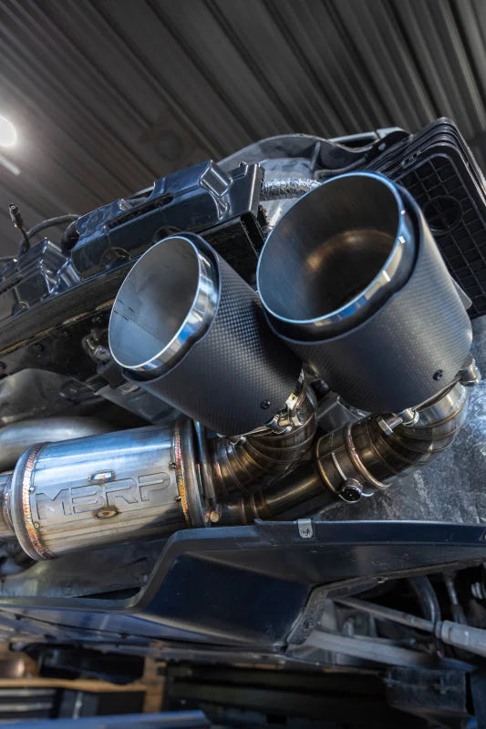 MBRP 20-24 Chevrolet Corvette C8 3in Active Cat Back Quad Split Rear Exit Exhaust w/ AFM Sims - Side View
