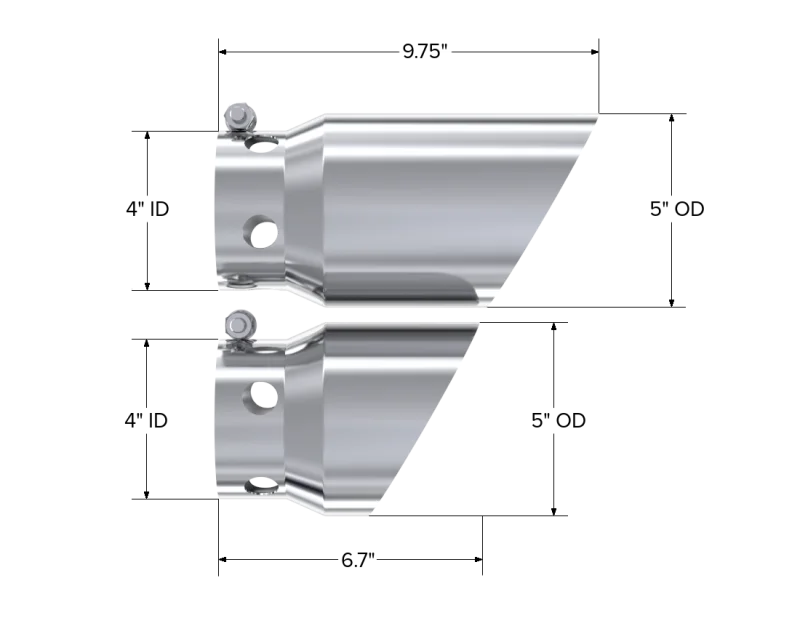 MBRP 2008 Ford F250/350/450 6.4 L 4 inlet 5 Tip Cover Set - 6 and 9 in length - Detail View
